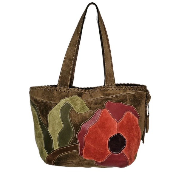 COACH Vintage Limited Edition POPPY FOR PEACE Shoulder Bag Suede Leather 9258 - Picture 1 of 11